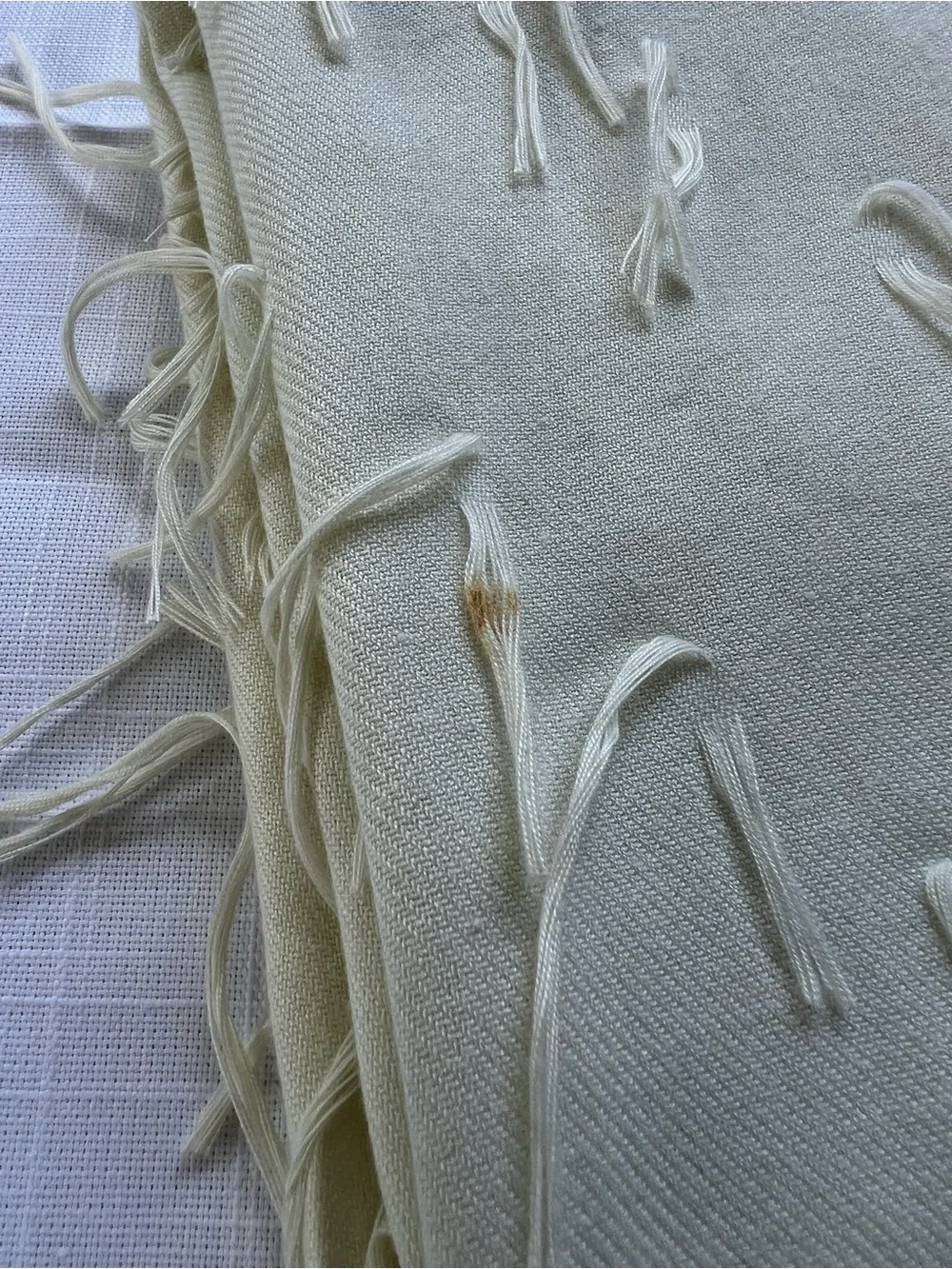 Cream Decorative Fringe Throw/Shawl - Unbranded